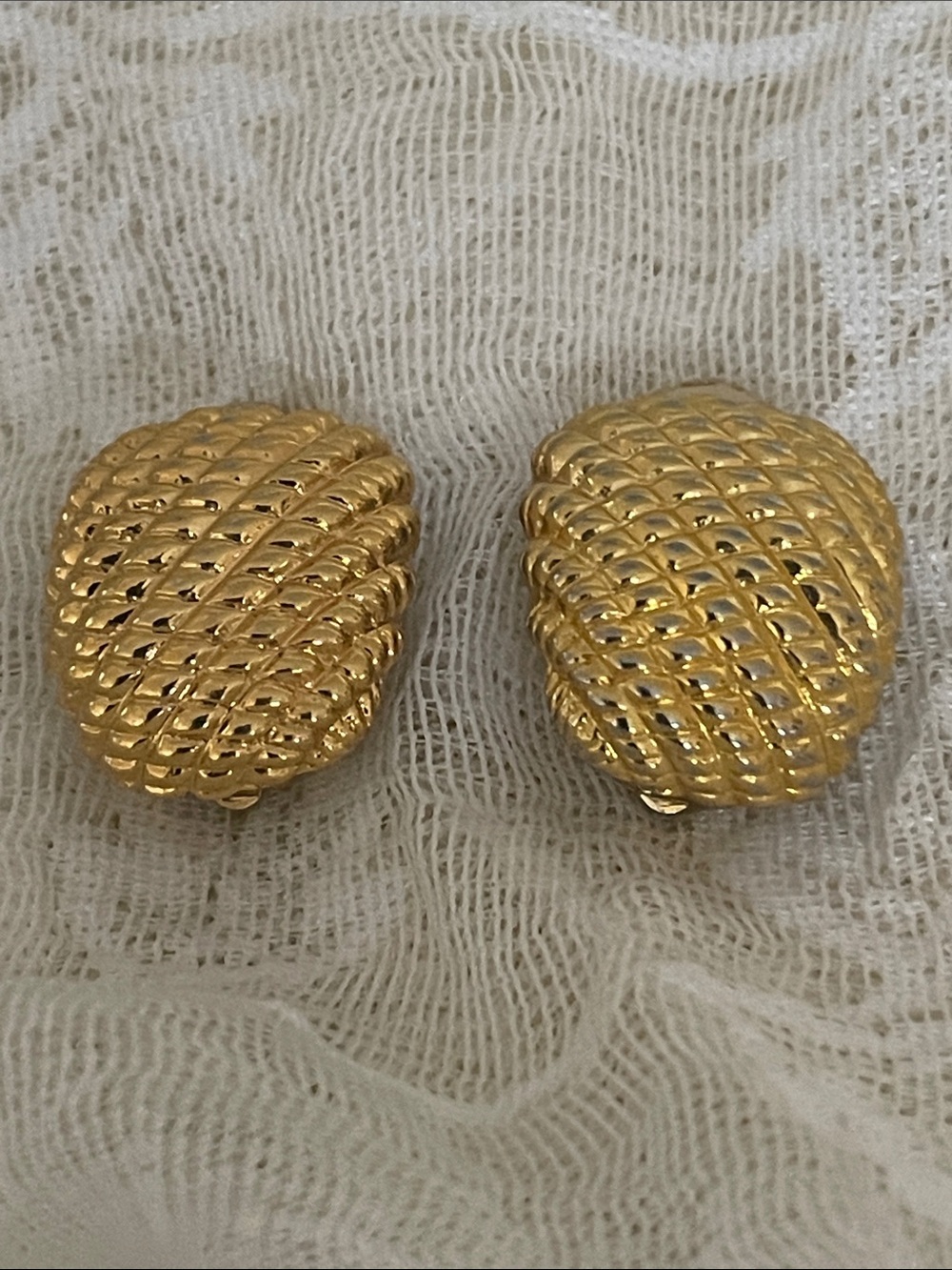 Vintage Anne Klein Shiny Gold Clip-On Earrings